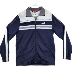 Puma Track Jacket Full Zip Navy White Classic Sportswear Athletic Men's M